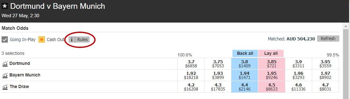Finding the rules button